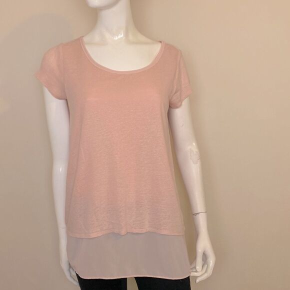 Lucky Brand Top Peachy Pink with cross cross back and chiffon underlining M - Picture 1 of 8
